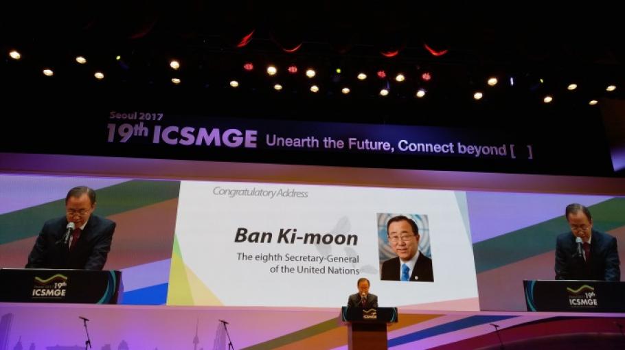 Former UN Secretary General Ban Ki-moon at the opening of the 19th ICSMGE