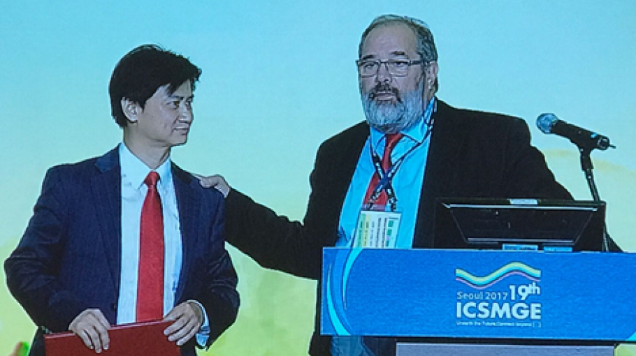 Incoming President of ISSMGE Prof. Ng introduced by Outgoing President Prof. Roger Frank (France)