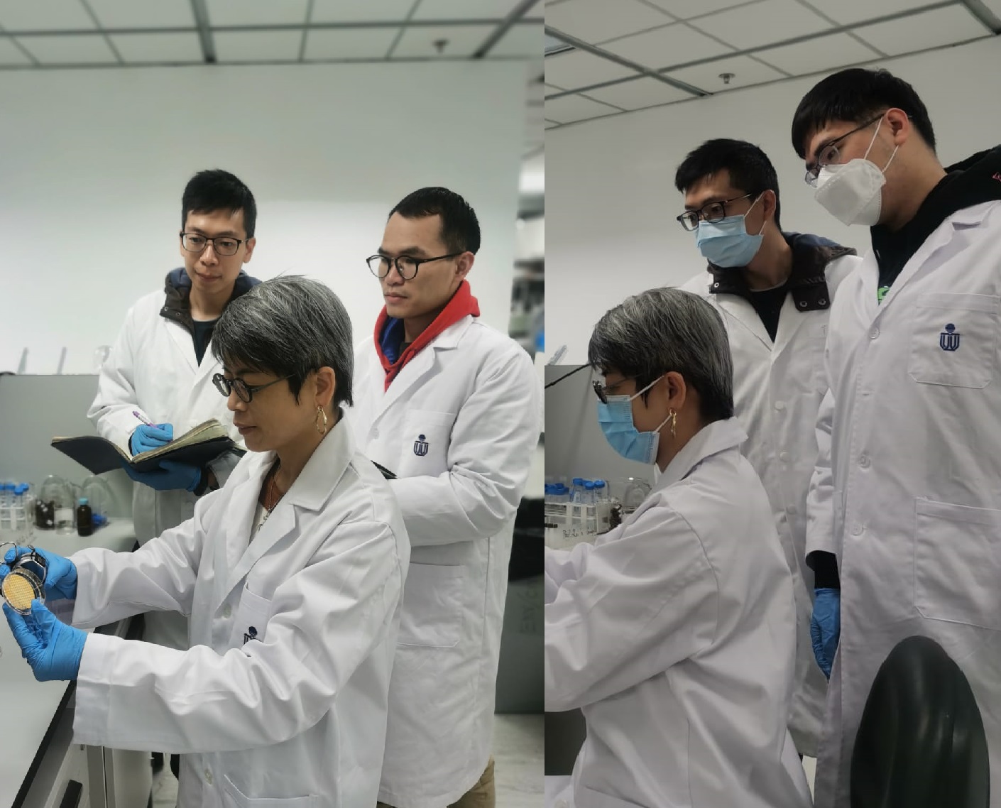 Research moments in the lab with Professor Lo and her former PhD students.